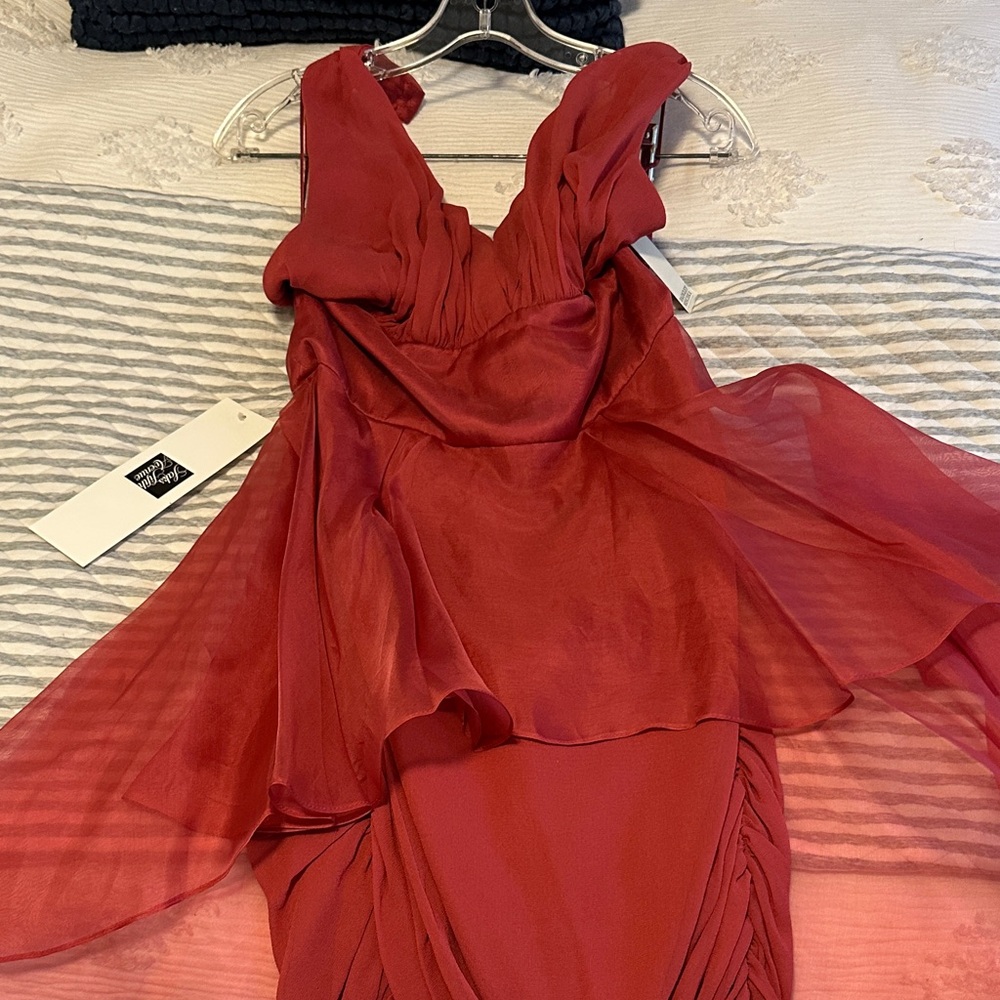 Badgley Mischka Asymmetrical Red Dress